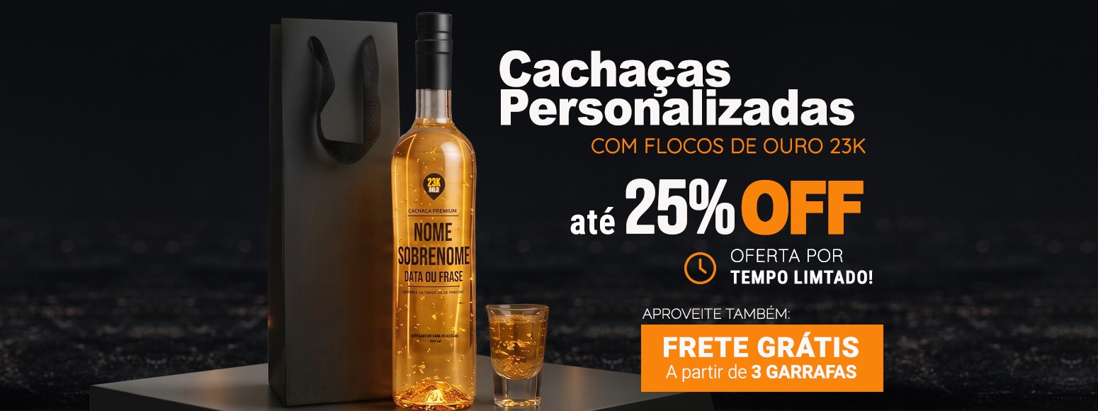 Cachaça Personalizada com Flocos de Ouro