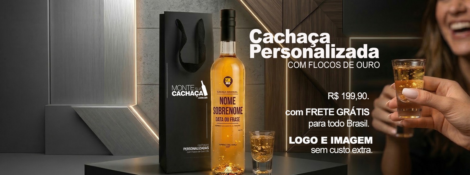 Cachaça Personalizada com Flocos de Ouro