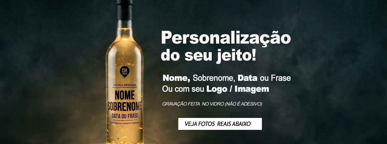 Cachaça Personalizada com Flocos de Ouro