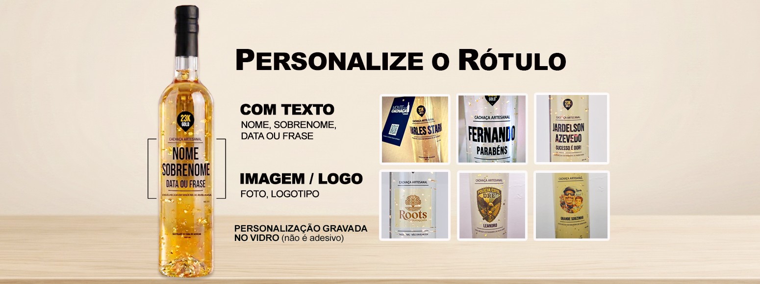 Cachaça Personalizada com Flocos de Ouro